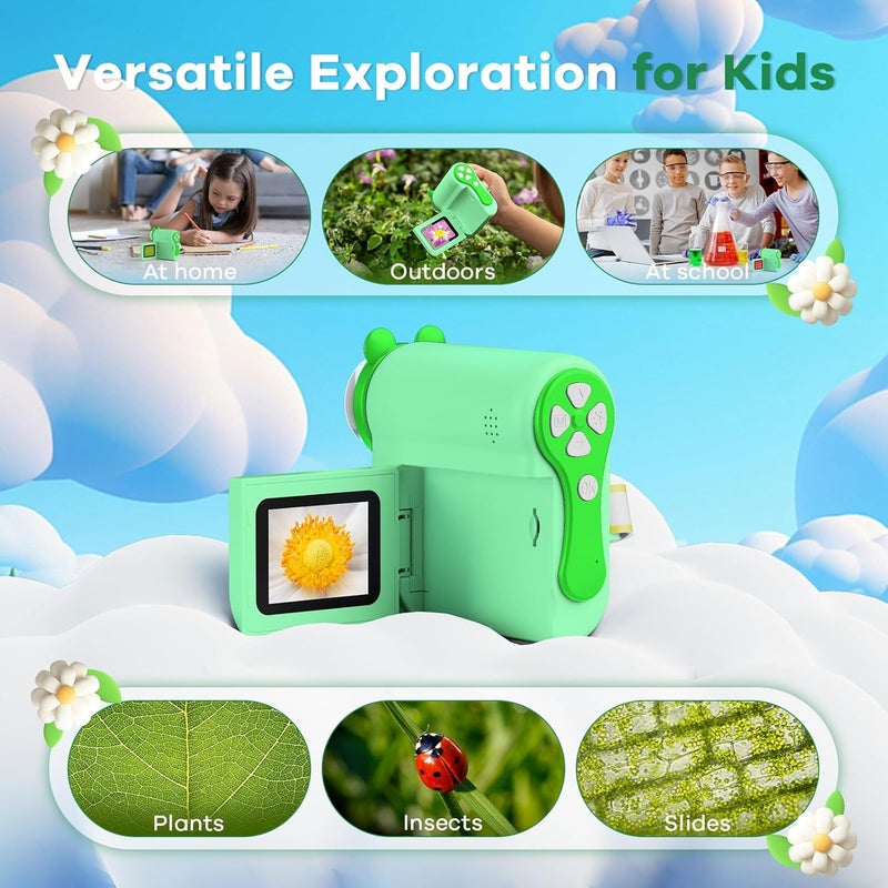 Hideal HP60 IPS Microscope for Kids: [Auto On & Off] [3-in-1] 2" Portable Handheld Microscope Miniscope, Pocket Mini Scope Educational Science Kit, Christmas Birthday Gifts for Kids, PC View, Green - Image 5